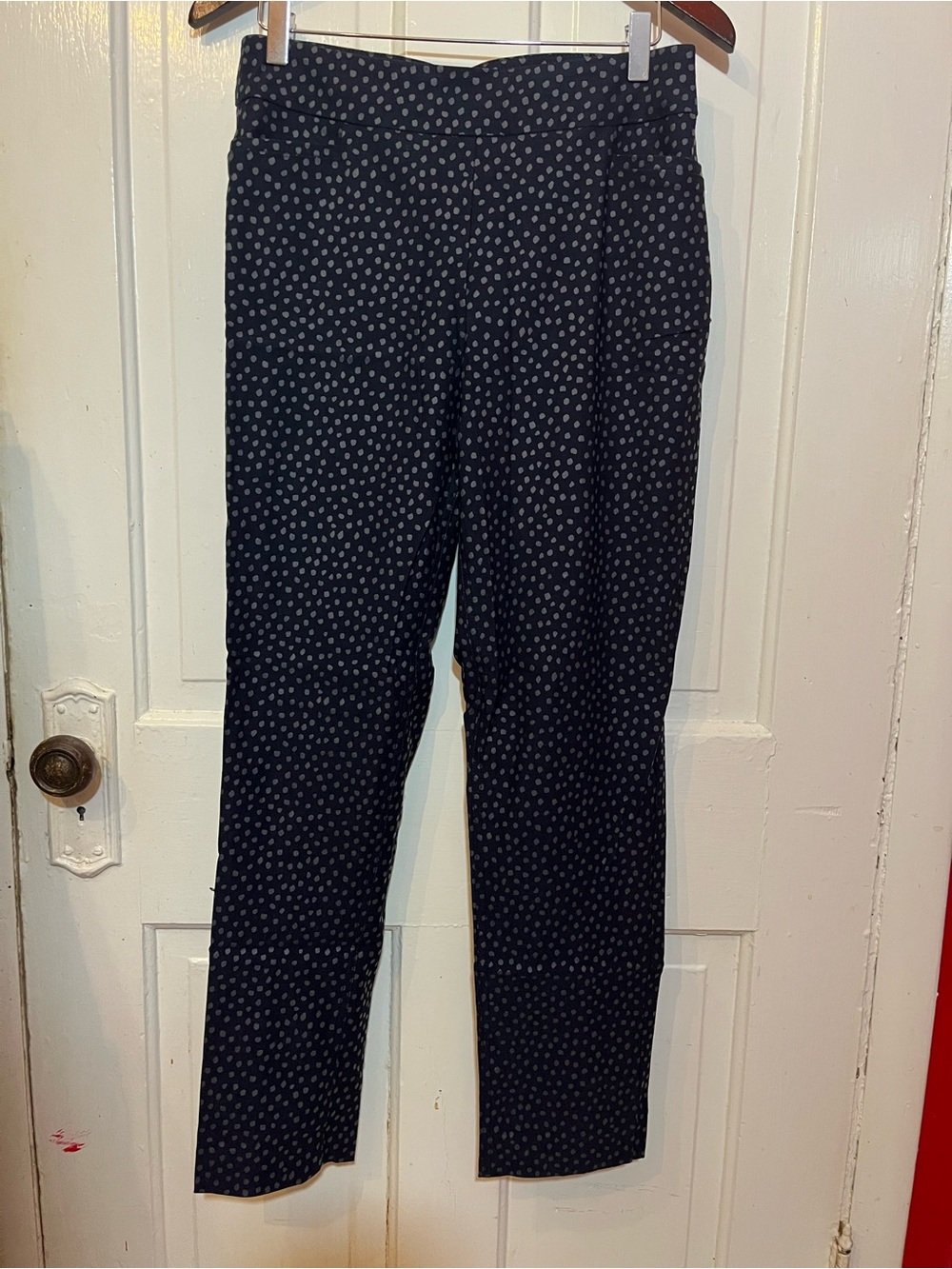 Women’s Slim-sation by Multiples Navy Pants w Silver polka dots size 6 w Pockets